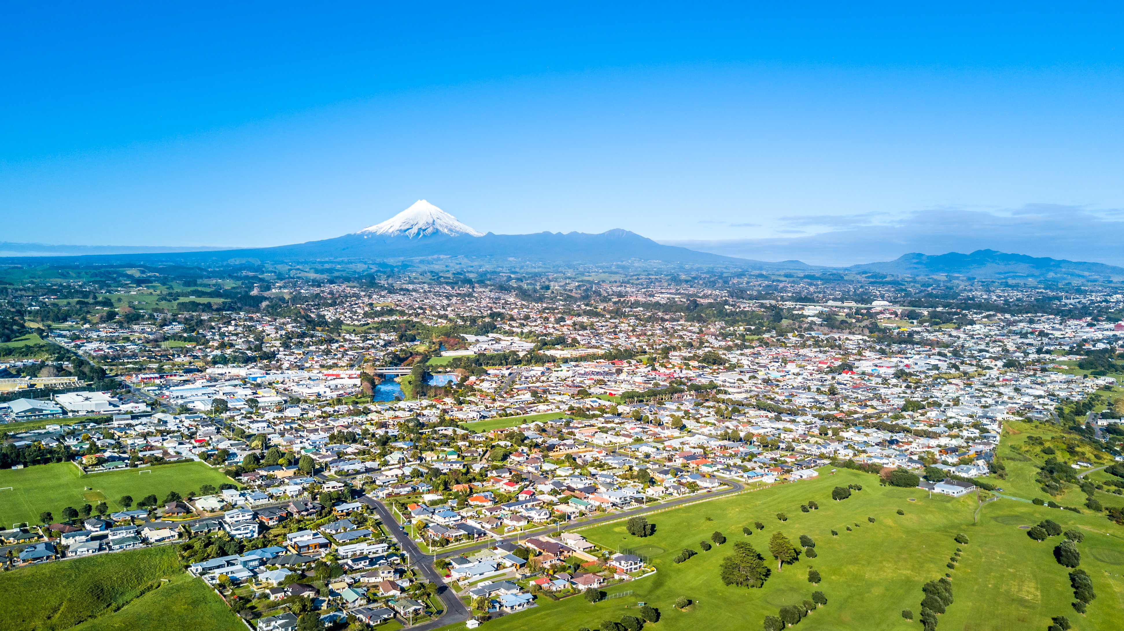 Aerial view on a New Plymouth residential suburb